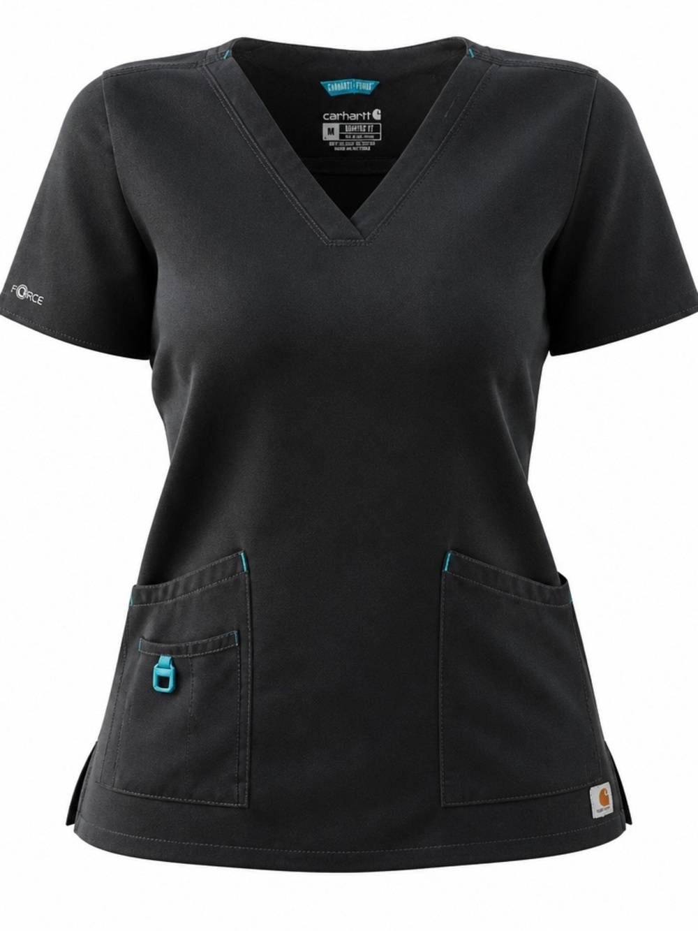 Lot of 2 Carhartt Black Scrub Tops Womens 2XL XXL V-Neck Force medical